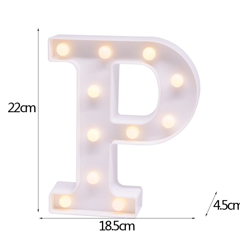 DIY LED Letter Numbers Night Light Wall Hanging Decoration Wedding Birthday Party Alphabet Digit Symbol Sign without Battery 