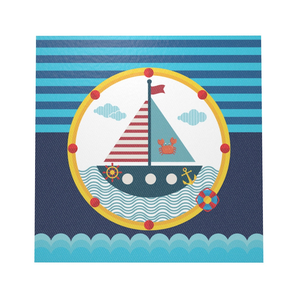 Nautical Theme Tableware Sets Kids Birthday Party Decorations Marine Blue Boat Paper Plates Cups sailboat Supplies 