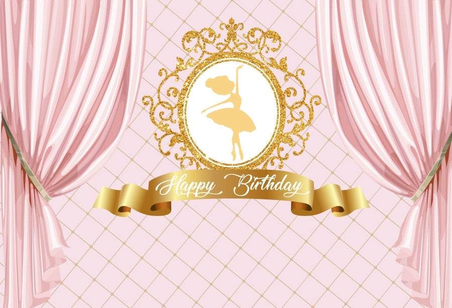 Princess Backdrop Photography Gold Crown Pink Curtain Birthday Party Baby Child Customized Poster Photozone Photo 