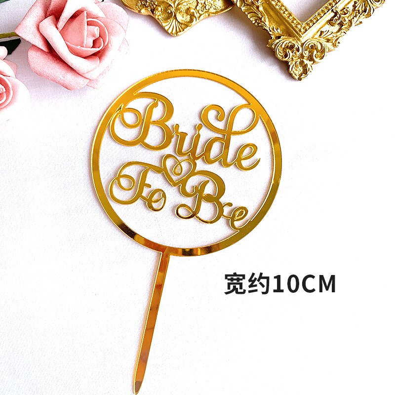 Acrylic Happy Birthday Cake Topper Gold Birde Wedding Cupcake Toppers Flags Party Decorations 