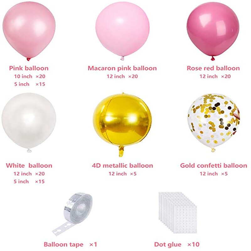 PCS Pink Party Decorations Latex Balloons Girls Birthday Baby Shower Wedding Supplies Confetti 