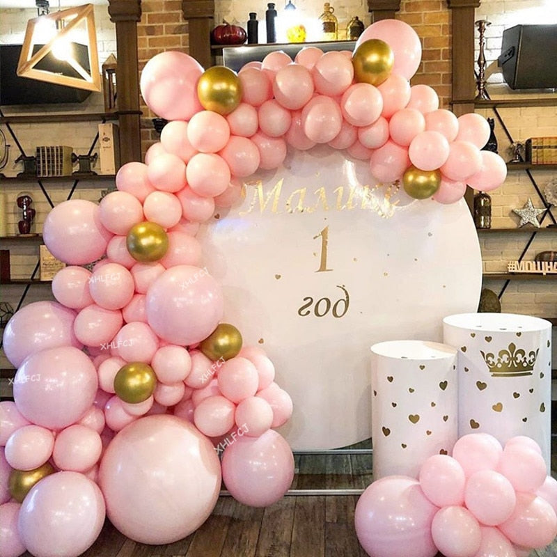 pcs Baby Pink Gold Chrome Balloon Arch Kit Wedding Birthday Girls st Party Decoration Valentine's Sweet Globos 