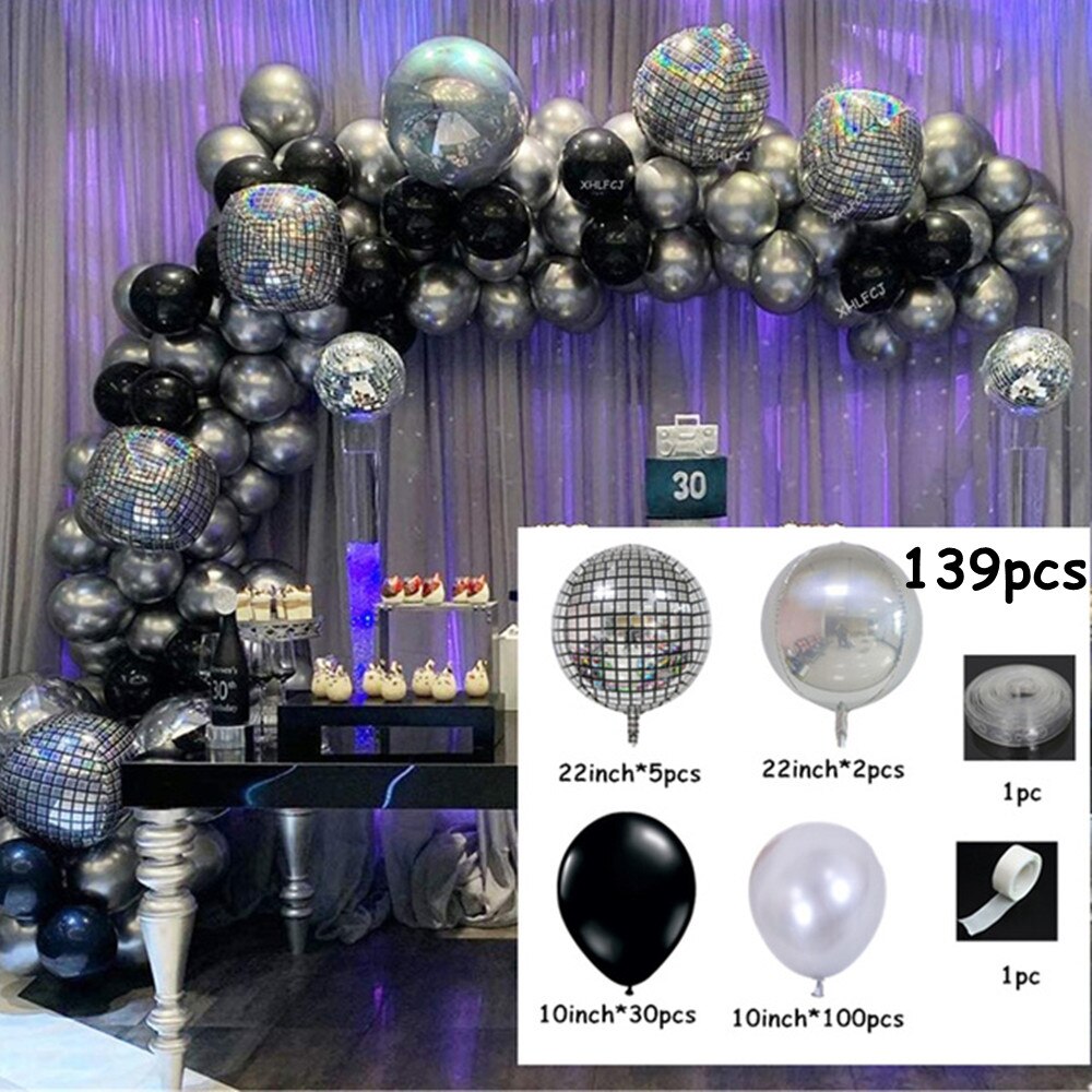 Black Gold Metalic Balloon Garland Arch 4D Ballons Baby Shower Birthday Party Decoration Chrome Kids Globos Wedding Decor Balon PartyDecorHQ