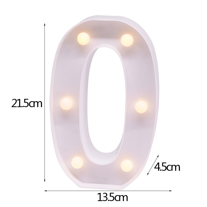 DIY LED Letter Numbers Night Light Wall Hanging Decoration Wedding Birthday Party Alphabet Digit Symbol Sign without Battery 