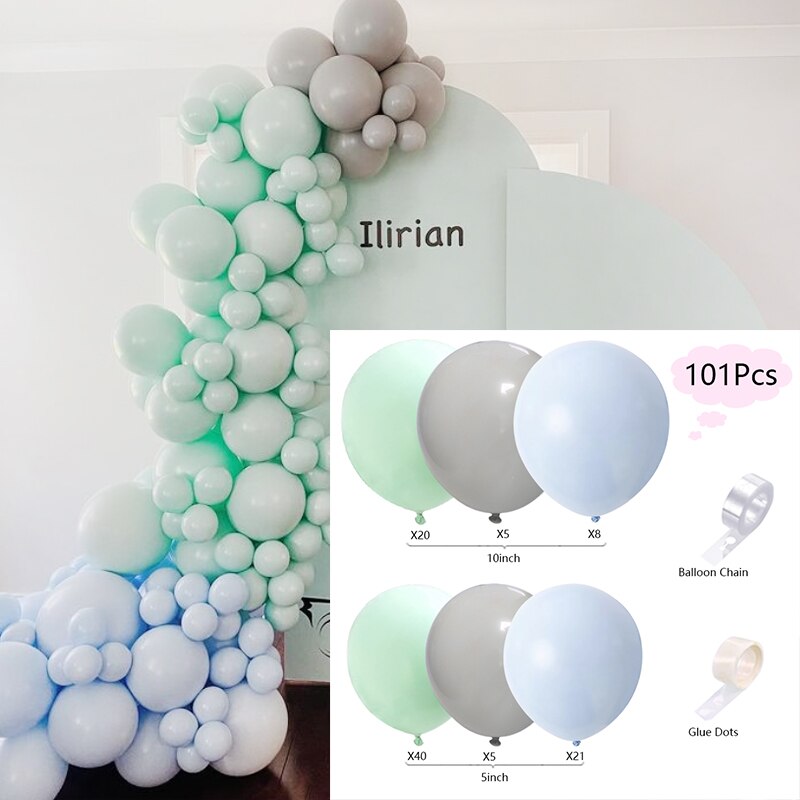 Pcs Latex Balloons Arch Set Green Gray Blue Balloon Garland Wedding Baby Baptism Shower Birthday Party Decoration Inflatable Decorations