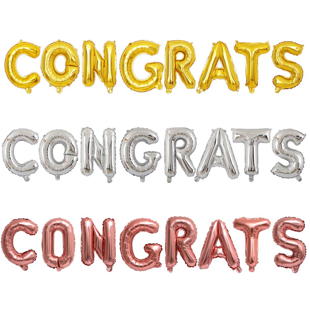 New set inch Congratulations Congrats ballons letters Foil Balloons birthday Party Decor Wedding anniversary graduation decor 