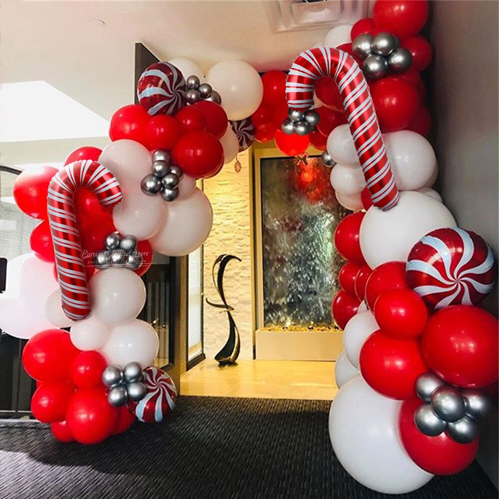 Pcs Red White Candy Balloons Garland kit Chain Christmas Decorations Home Party Helium Globos Navidad Inflatable