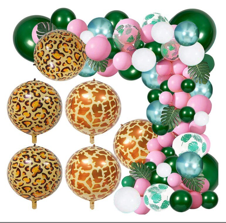 pcs Baby Shower Party Supplies Balloon Garland Arch Kit Green Pink Animal Foil Girls Birthday Decoration 