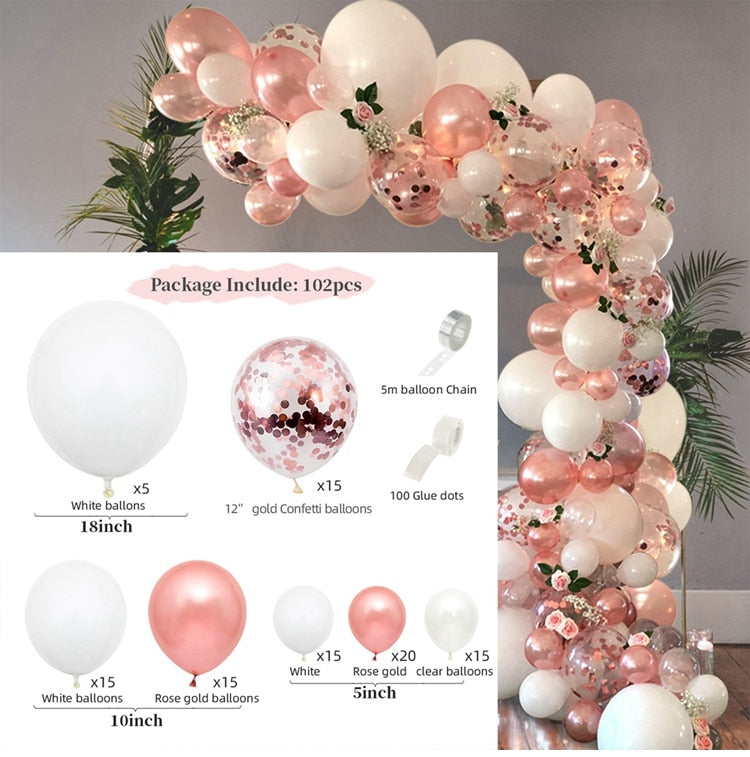 Macaron Pink Balloon Garland Arch Kit Wedding Birthday Party Decoration Kids Globos Gold Confetti Latex Ballon Baby Shower Girl Inflatable Decorations