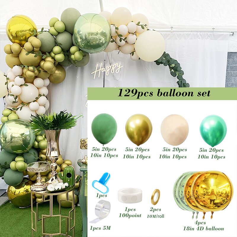 Retro Olive Green DIY Balloon Arch Garland Kit Baby Shower Bridal Birthday Party Wedding Engagement Graduation Decor Inflatable Decorations