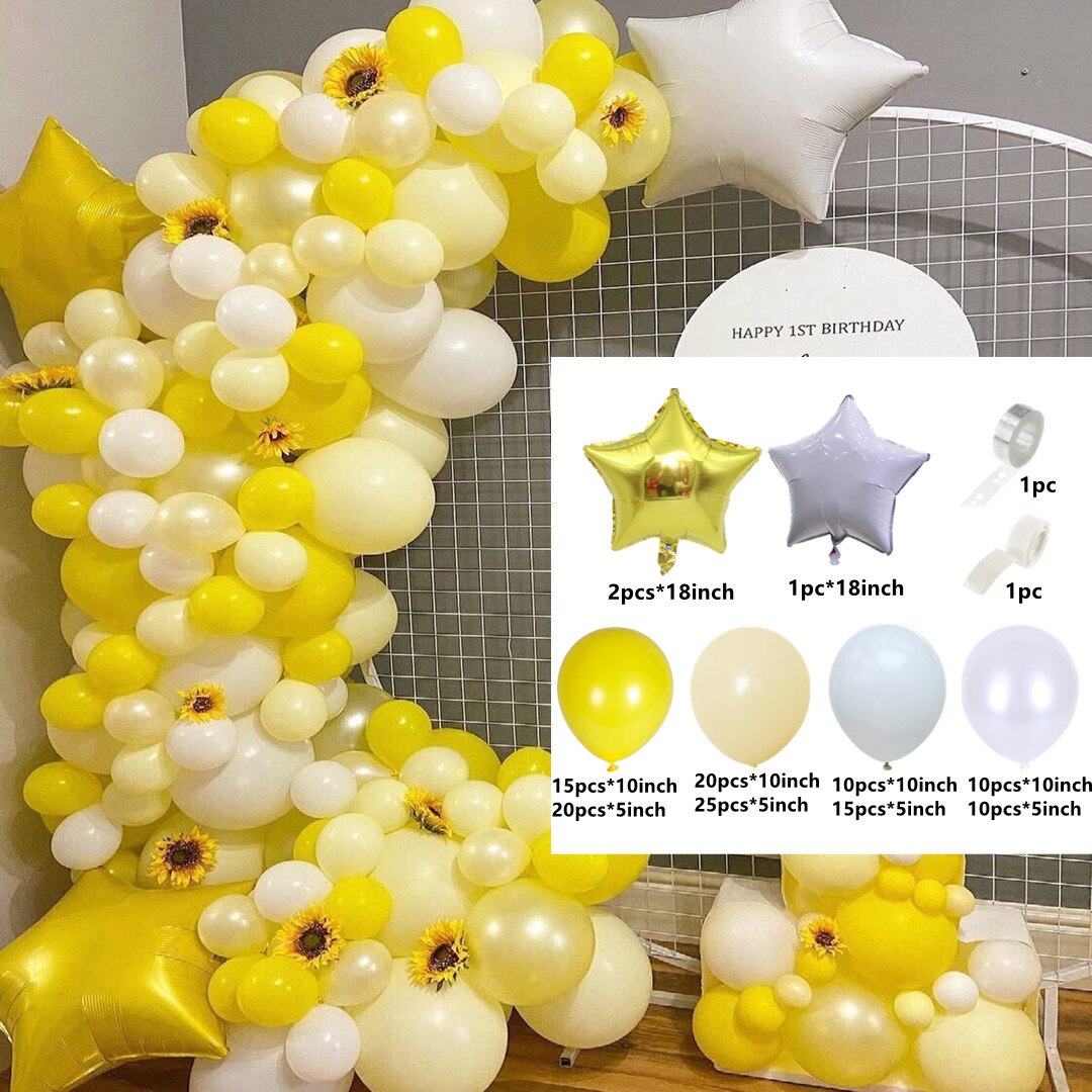 pcs Yellow White Balloon Garland Arch Kit Baby Shower Birthday Party Decoration Summer Backgound Home Decor Globos Inflatable Decorations