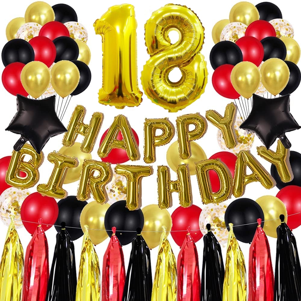 pcs Golden th Birthday Party Decorations inch Letter Balloons Banner Tassels Garland Number Latex Balloon 