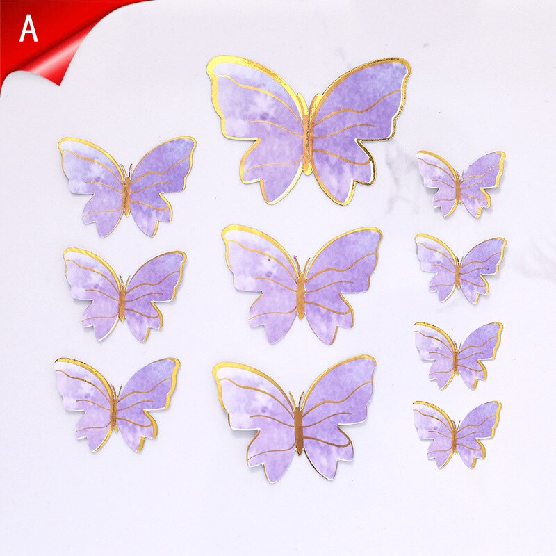 New Happy Birthday Cake Topper Butterfly Handmade Painted Decoration Tools Wedding Party Baby Shower 