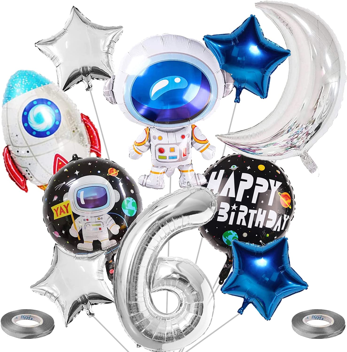 Outer Space Balloon Garland Kit Party Decorations Rocket Balloons Star Number Themed Birthday Supplies Inflatable