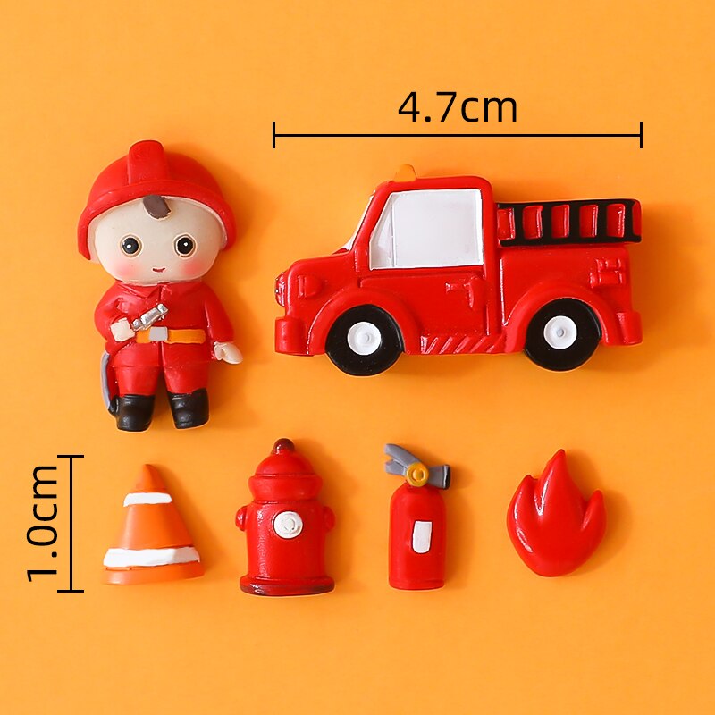 Cartoon Boy Fire truck Doll Ornaments Cake Topper Children's Birthday Party Extinguishing Hero Decoration Cakes Baking 