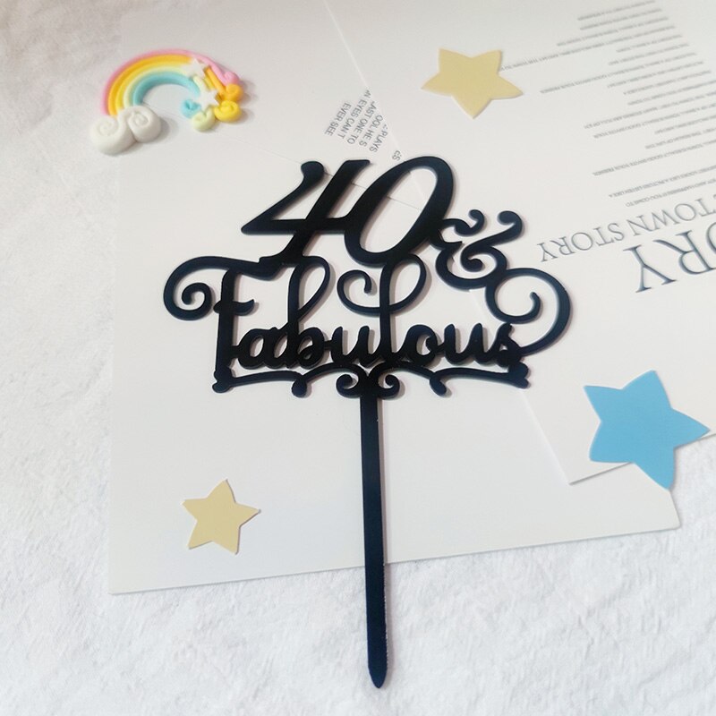 New Fabulous th Acrylic Cake Toppers Black Number Baking Birthday Party Cupcake Decoration Supplies 