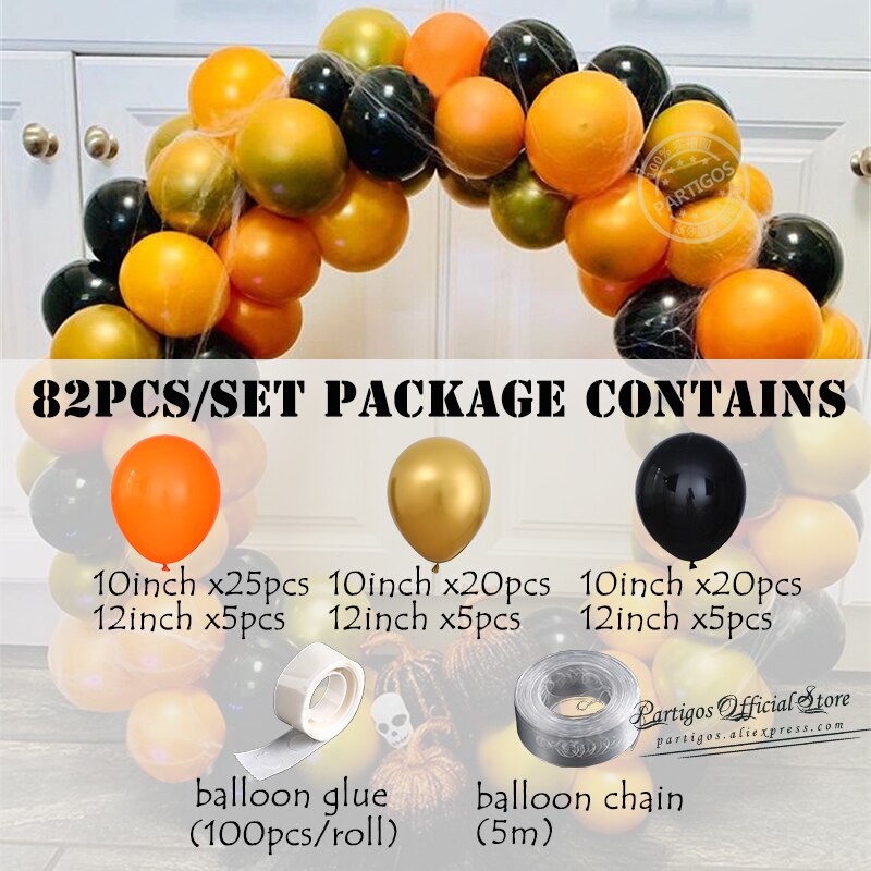 pcs/set gold Chrome metallic balloons orange black latex garland Halloween party decorations hang balloon Inflatable Party Decorations