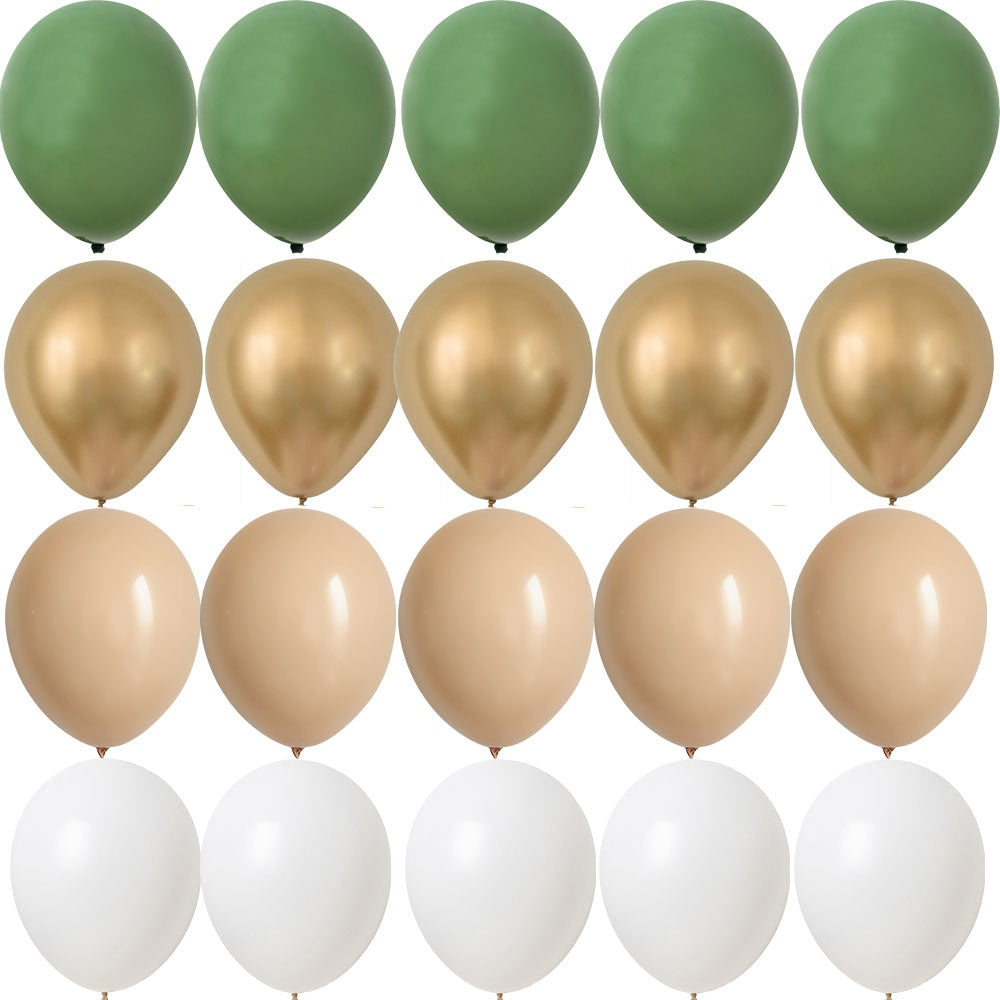 PCS inch Balloon Kit Retro Green White Gold Balls Birthday Wedding Anniversary Jungle Summer Party Decor Home Supplies 