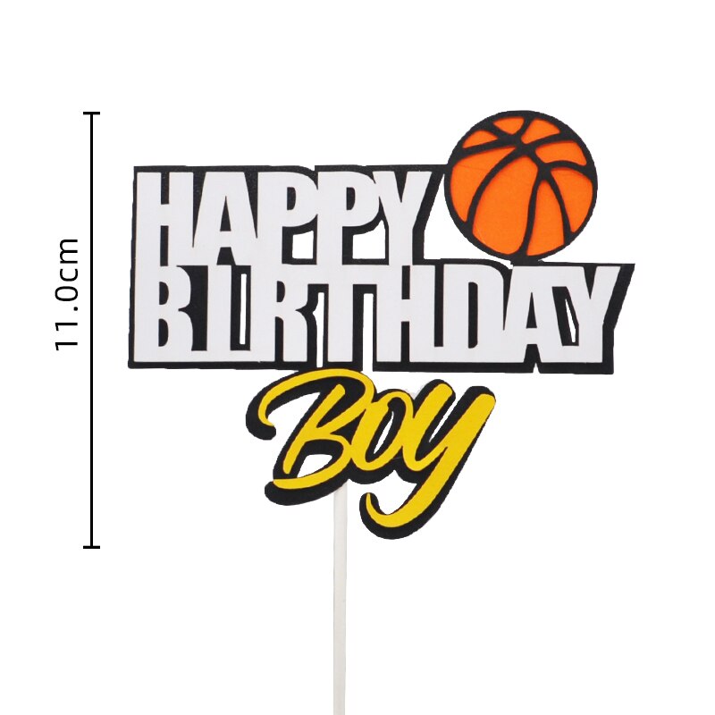 Football Basketball Theme Cake Topper Lovely Boy Soccer Ornaments Kid Birthday Happy Baking Cakes Decoration Supplies Flags 