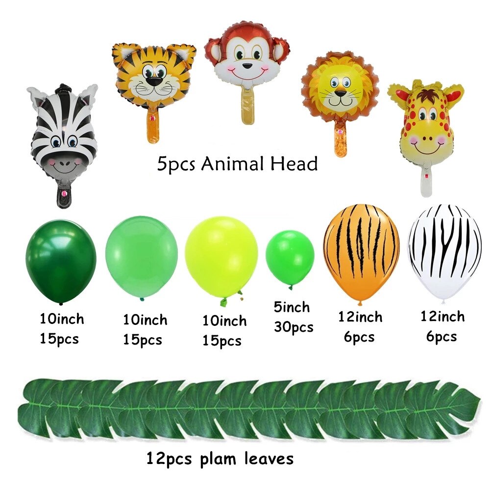 pcs Animal Balloons Garland Kit Jungle Safari Theme Party Supplies Favors Kids Boys Birthday Baby Shower Decorations Inflatable