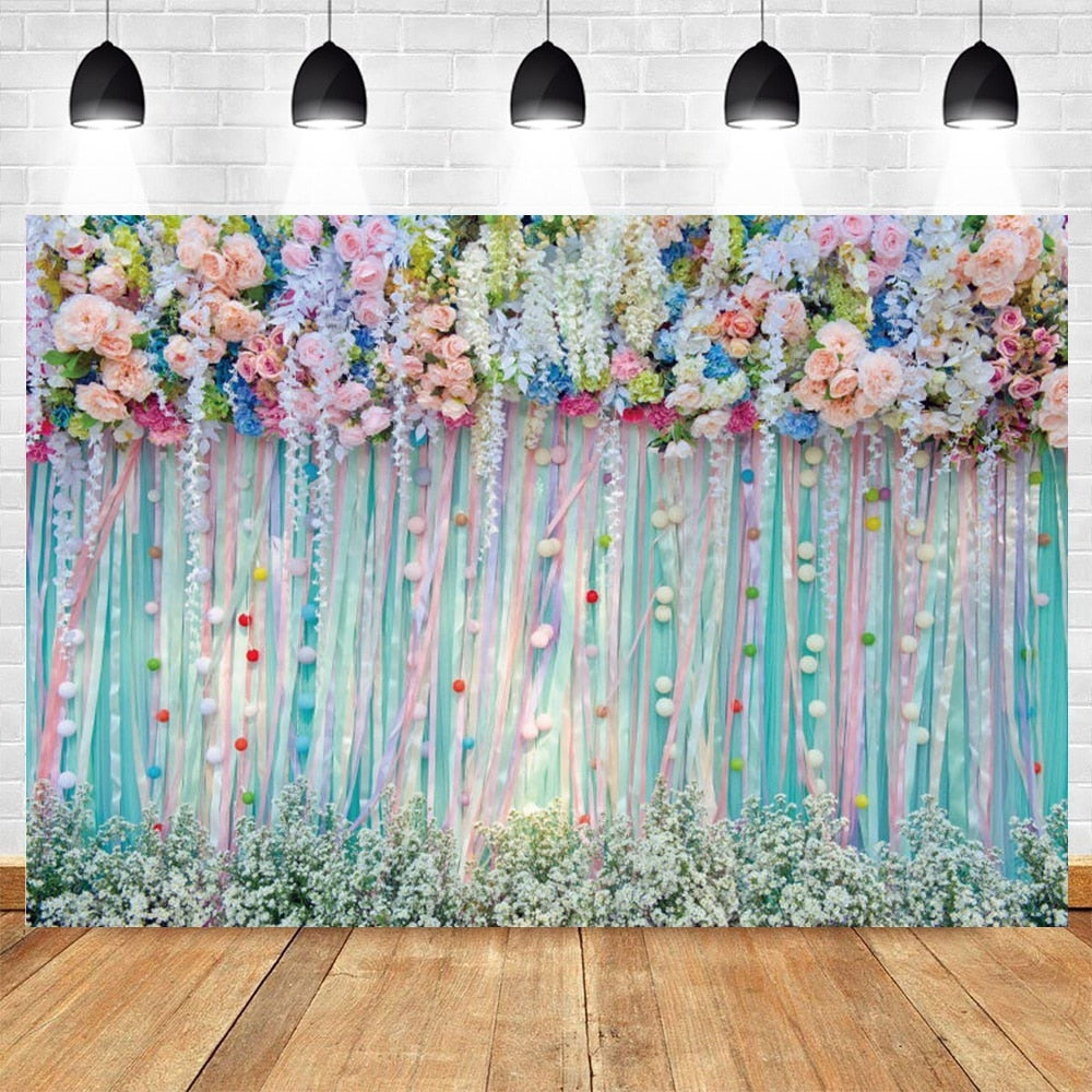 Wedding Scenes Floral Photography Backdrop Baby Birthday Bridal Shower Ceremony Decor Background Photo Shoot Banner Props 