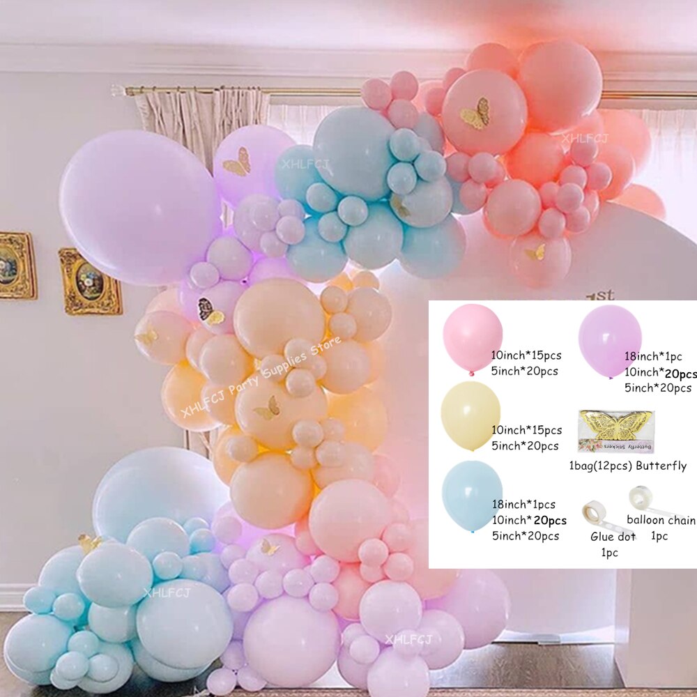 pcs Blue Pink Purple Balloon Garland Arch Kit Butterfly Sticker Wedding Decoration Birthday Party Decor Baby Shower Globos Inflatable Decorations