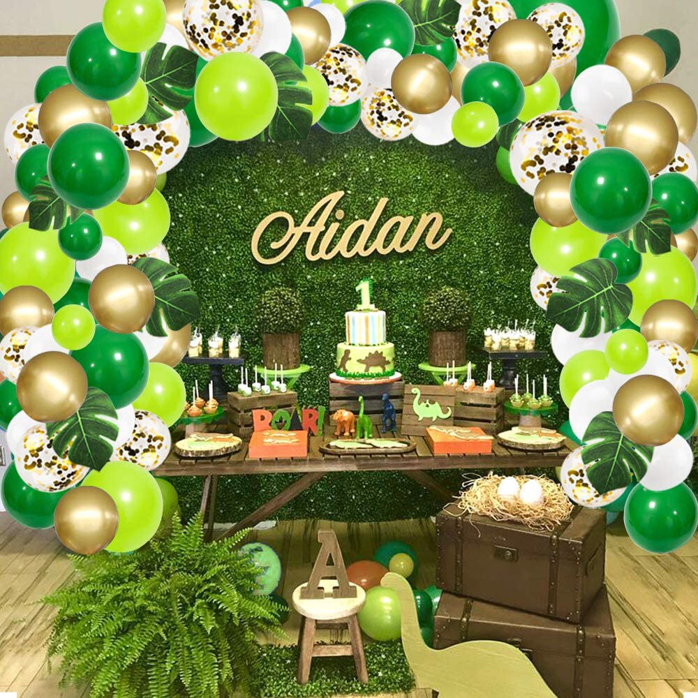 Green Jungle Theme Balloon Garland Arch Kit Gold Metal Latex Boy Girl Baby Shower Birthday Party Decoration Inflatable Decorations