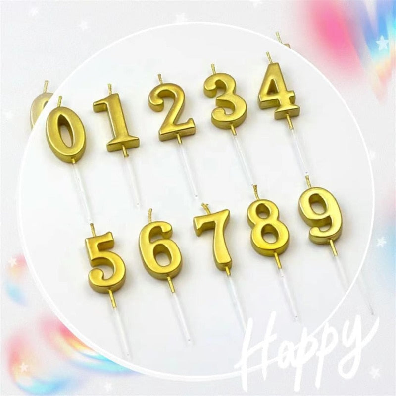 Gold Number 0-9 Happy Birthday Cake Candles Cake Top Decorating Tools Decor Candles DIY Wedding Home Party Decor Number Candle PartyDecorHQ