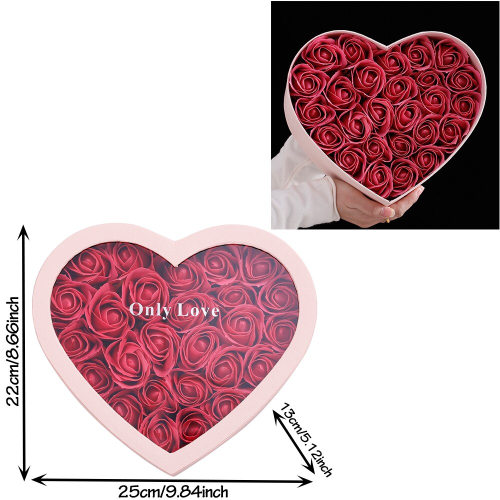 Pcs Velvet Soap Rose Heart Gifts Box Artificial Bouquet Handheld Eternal Flower Valentines Day Wedding Decors 