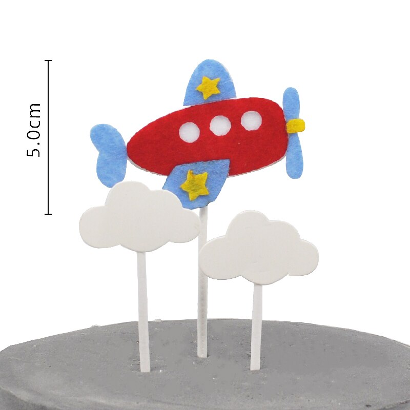 Cartoon Cloud Fighter Windmill Pilot Girl Boy Happy Birthday Cake Topper Baking Suplies Party Decoration Kid Sweet Gifts 