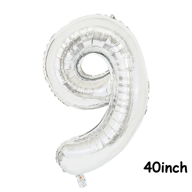 Large Silver Black Helium Number Balloons confetti Latex Ballon Wedding Decoration Baby Shower Birthday Party Metal Decor Globos PartyDecorHQ