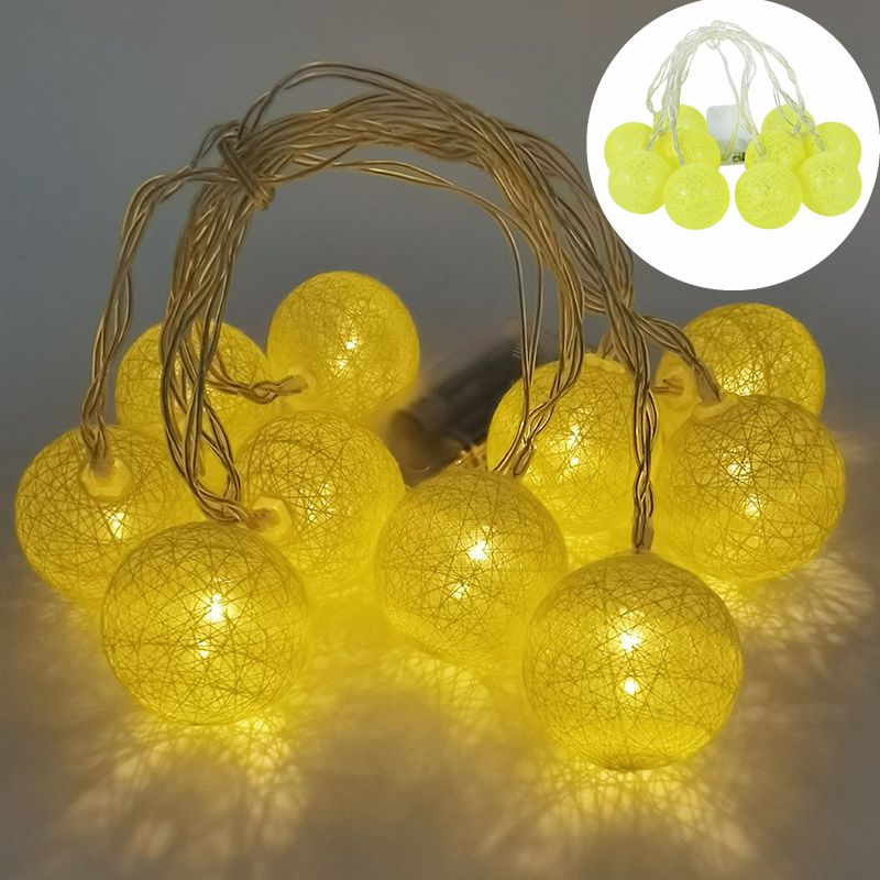 LED Cotton Ball Garland String Lights Christmas Fairy Wedding Xmas Party Home Outdoor Hanging Decoration Inflatable Decorations