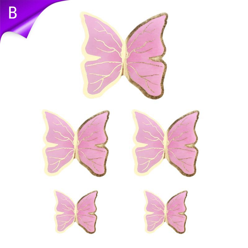 New Happy Birthday Cake Topper Butterfly Handmade Painted Decoration Tools Wedding Party Baby Shower 