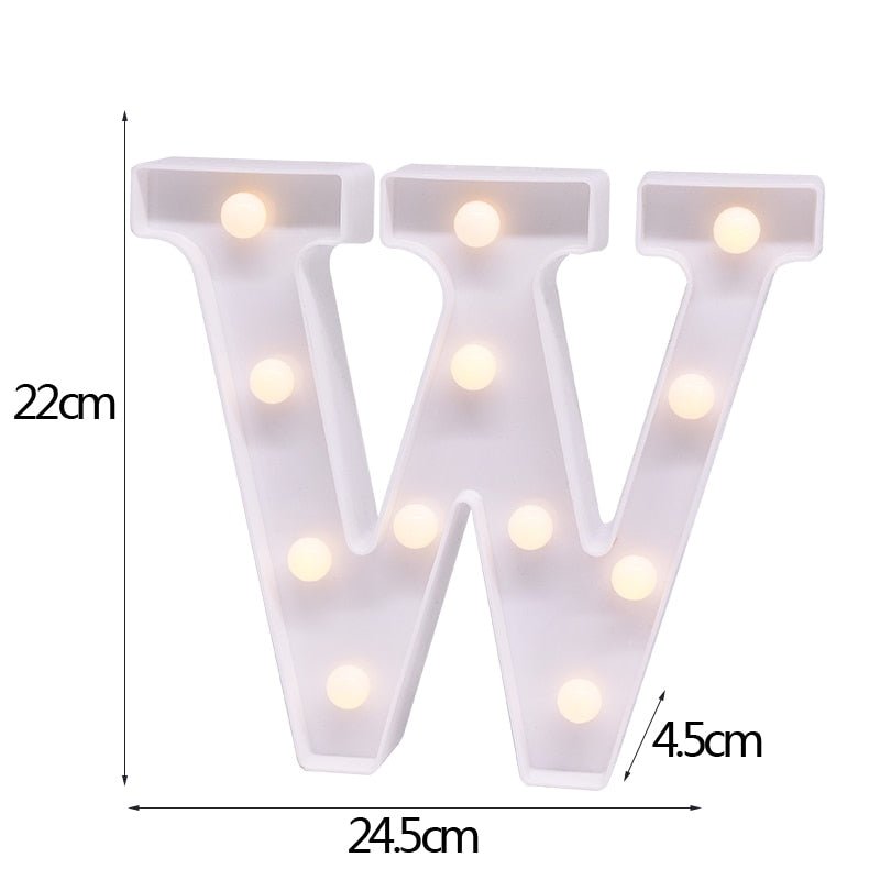 DIY LED Letter Numbers Night Light Wall Hanging Decoration Wedding Birthday Party Alphabet Digit Symbol Sign without Battery 