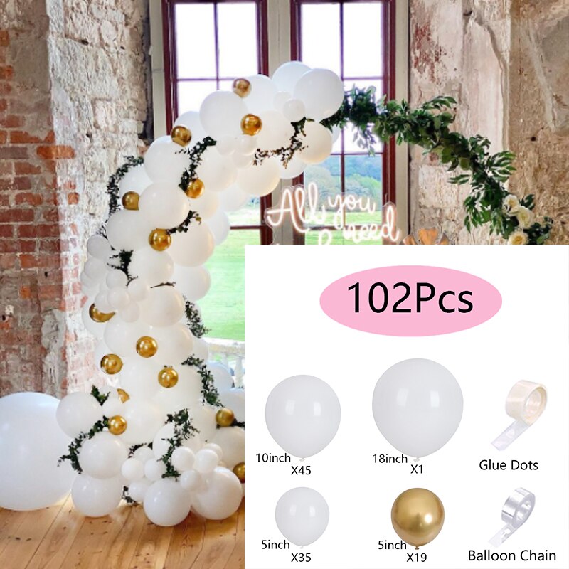 Pcs Balloons Arch Set White Gold Balloon Garland Adult Children Birthday Party Wedding Baby Baptism Shower Decoration Inflatable Decorations