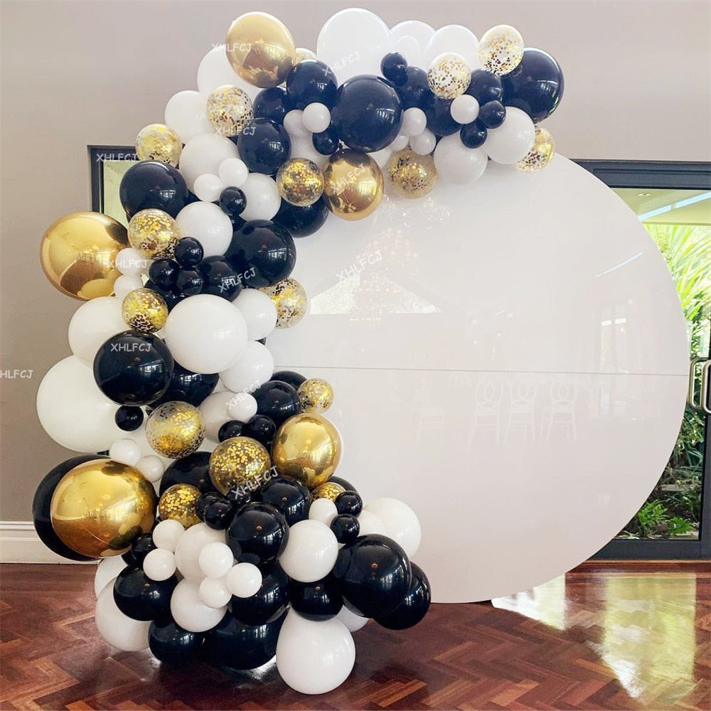 Black Gold White Balloon Garland Arch Balls Confetti Chrome Latex Birthday Party Decorations Adult Backdrop Supplies Ballon Inflatable