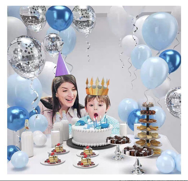 pcs Blue White Birthday Party Decoration Balloon Garland Arch Kit Confetti Kids Baby Shower Supplies Inflatable Decorations