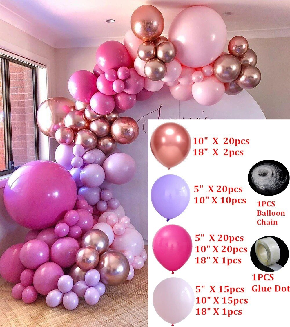 PCS Hot Pink Rose Gold Purple Balloon Garland Arch Kit Girls Birthday Wedding Baby Shower Party Decorations Inflatable