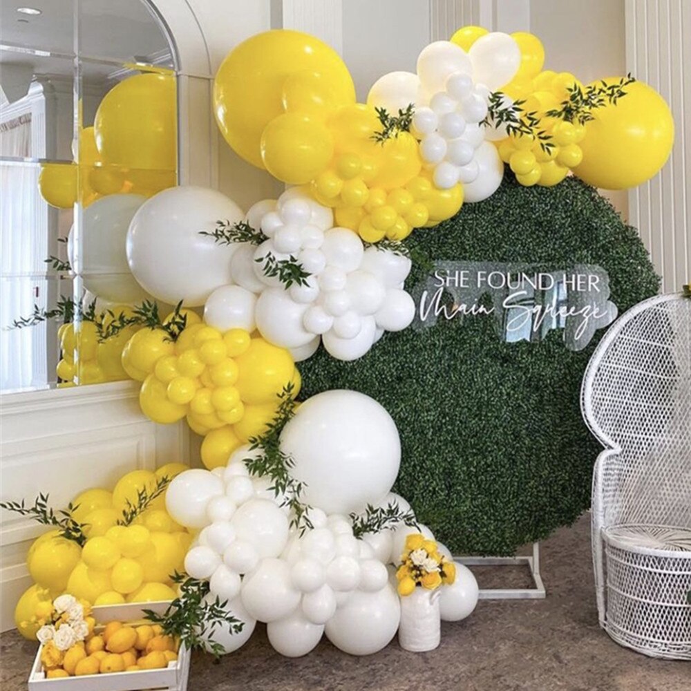 pcs/Set Yellow White Balloon Garland Arch Kit Summer Party Dasiy Balloons Baby Shower Birthday Decoration Kids Globos Inflatable Decorations