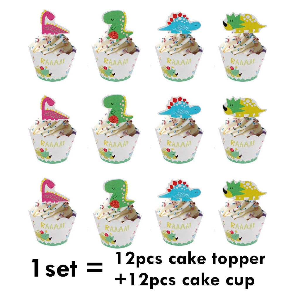 Dinosaur Theme Party Tableware Set Disposable Paper Cup Plate Tablecloth Cake Topper Happy st Birthday Supplies boys 