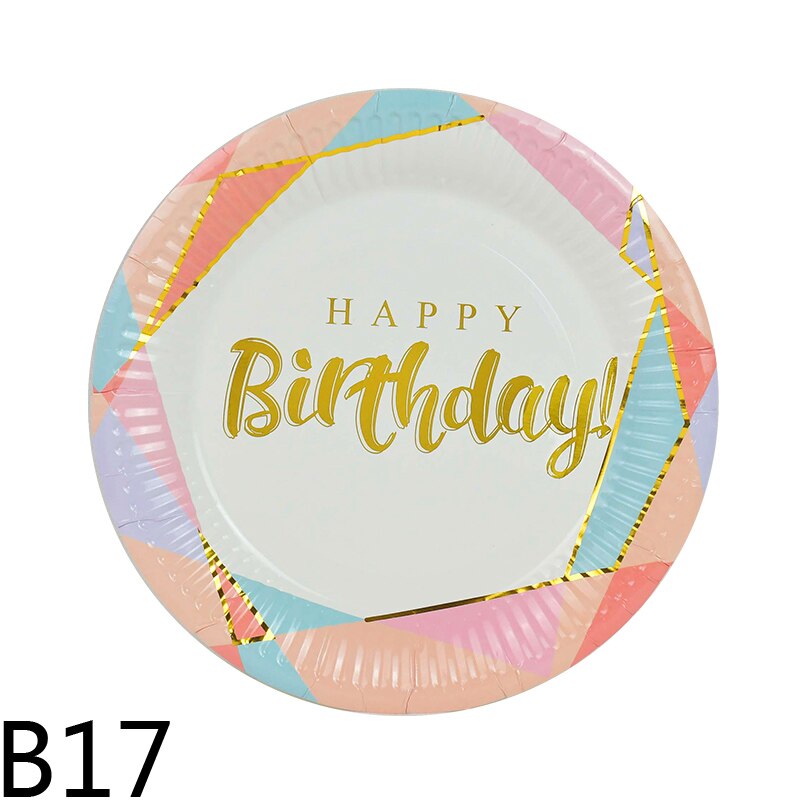 pcs/lot inch Disposable Plates Party Paper Happy Birthday Baby Shower Wedding Tableware Banquet Decor Supplies 