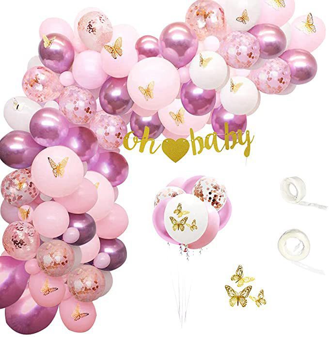 Butterfly Baby Shower Party Decoration Balloon Garland Arch Kit Oh Banner Sticker Girl Birthday Supplies Inflatable Decorations