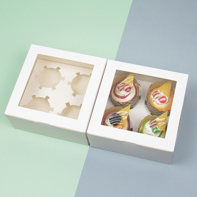 pcs Mini Cake Gift Boxes Kraft Paper Cupcake Egg Tart Packaging Box Wedding Birthday Christmas Dessert Package w/ Window 