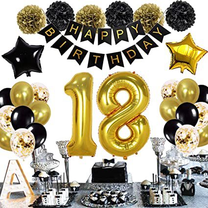 Black Gold th Birthday Party Decoration Balloon Set Paper Flower Ball Star Number Foil Boy Girl Men Women 