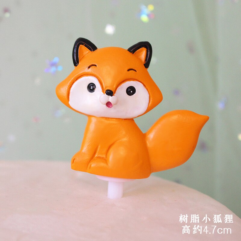 Paper Woodland Animal Fox Cake Decoration Supplies Basket Kids Happy Birthday Favor Girl Boy Baby Shower Party Topper 