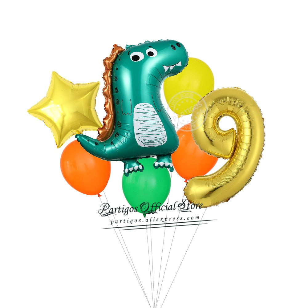 set Dinosaur Foil Balloons inch foil Number Globos Party Jungle Jurassic dragon boys Birthday Decors 