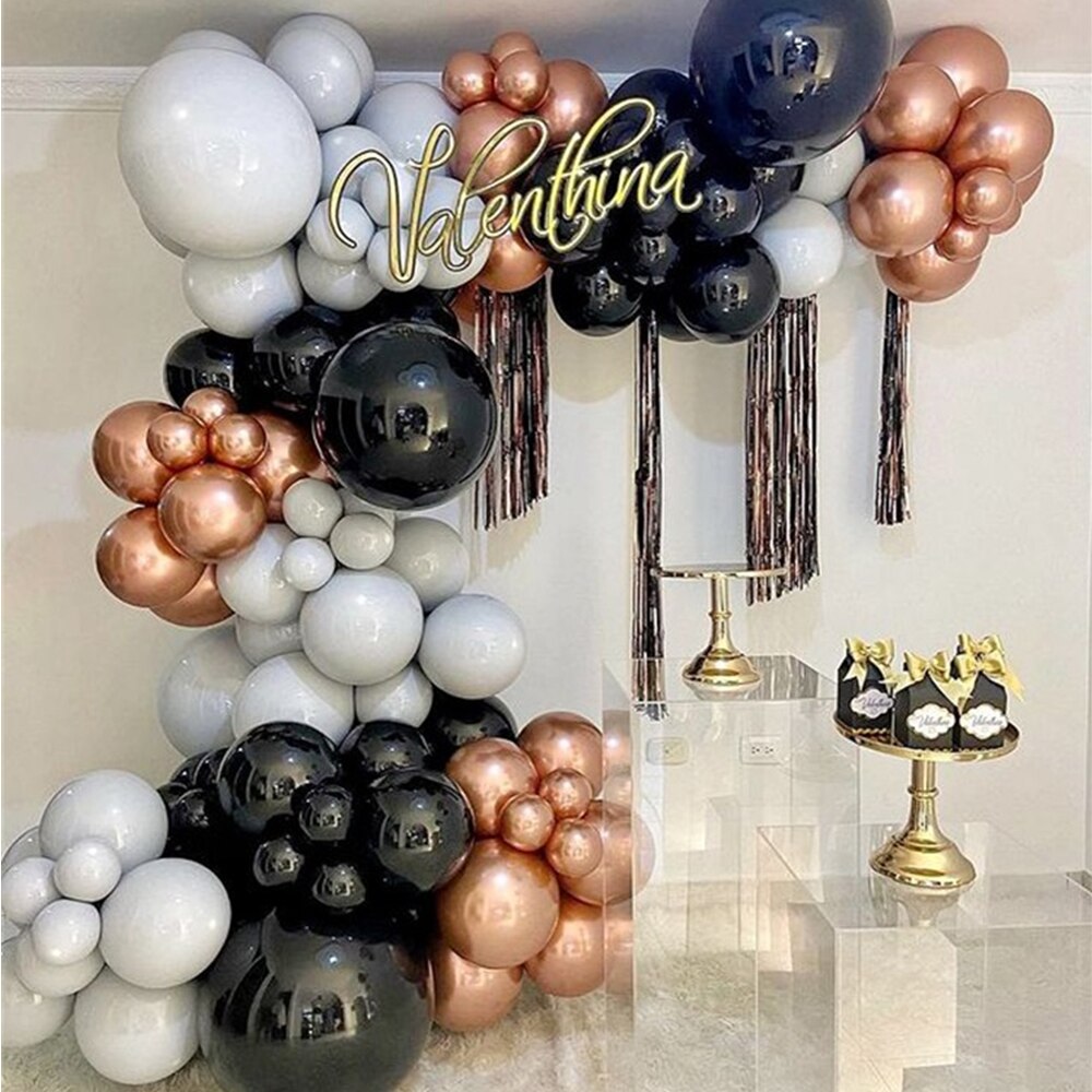 Pcs Valentines Day Balloons Garland Chrome Rose Gold Matte Grey Arch Anniversary Bridal Wedding Party Decorations Inflatable