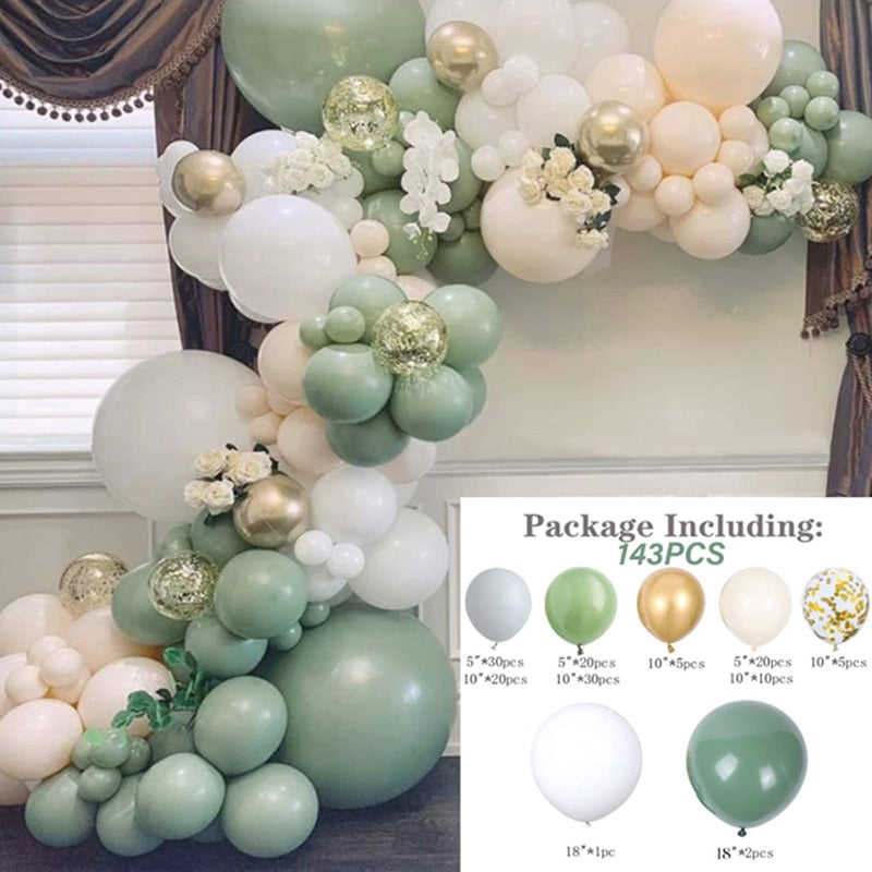 Macaron Balloons Green Gold Metal Balloon Garland Arch Wedding Birthday Decoration Party Kids Baby Shower Inflatable Decorations