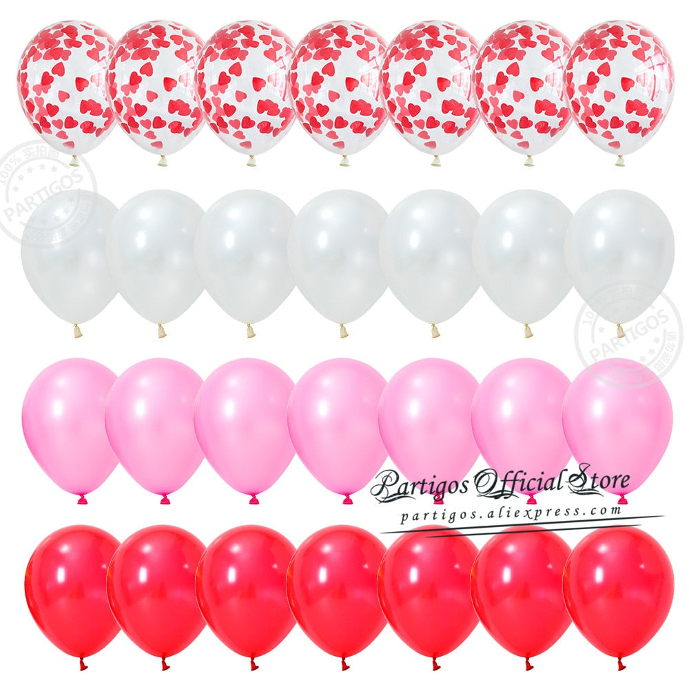 Pcs Inch Mix Red Pink Latex Balloons Heart Confetti Globos Wedding Destinations Valentine's Day Gifts Bride Party Supplies 