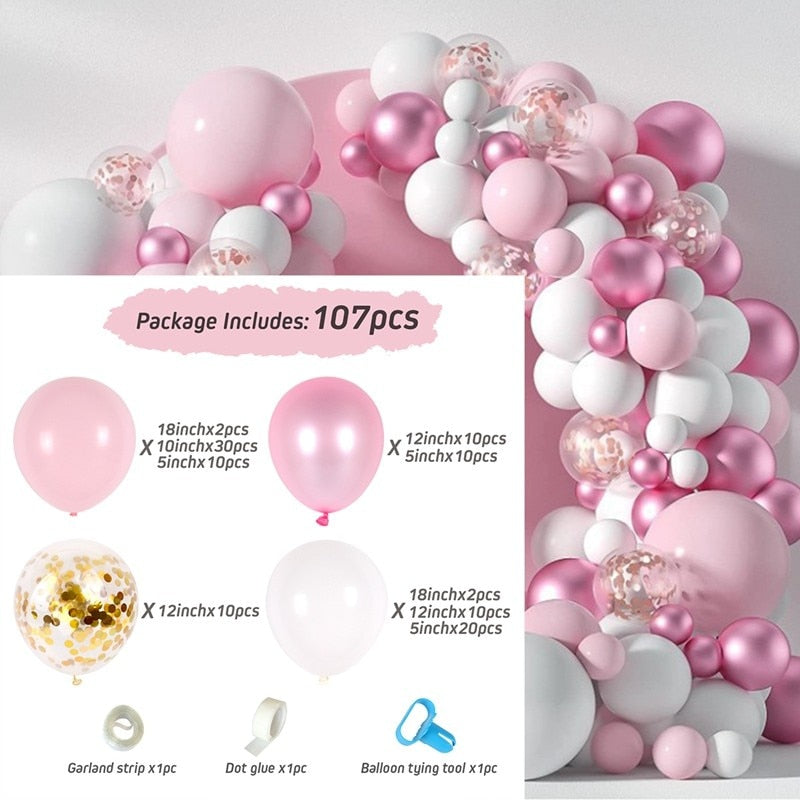 Macaron Pink Balloon Garland Arch Kit Wedding Birthday Party Decoration Kids Globos Rose Gold Confetti Latex Ballon Baby Shower Inflatable Decorations